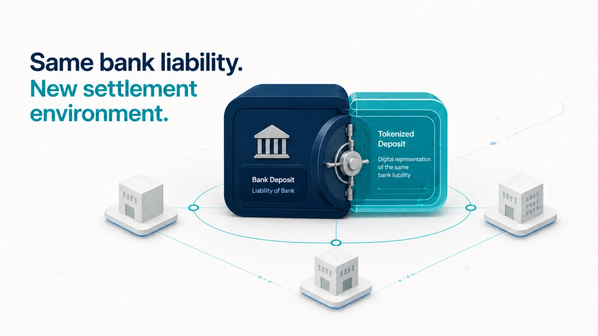 Illustration of a commercial bank deposit represented as a token within a controlled settlement network